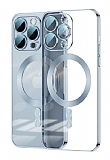 Eiroo Gbox iPhone 15 Pro Max Magsafe zellikli Kamera Korumal Mavi Silikon Klf