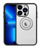 Eiroo Gold Series iPhone 12 Pro Max Tal Kamera Korumal Siyah Silikon Klf