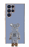 Eiroo Samsung Galaxy S22 Ultra 5G Baby Bear Standl Mavi Silikon Klf