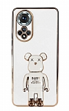 Eiroo Huawei Nova 9 Baby Bear Standl Beyaz Silikon Klf