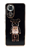 Eiroo Huawei nova 9 Candy Bear Standl Siyah Silikon Klf