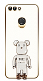 Eiroo Huawei P Smart 2018 Baby Bear Standl Beyaz Silikon Klf