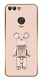 Eiroo Huawei P Smart 2018 Lite Candy Bear Standl Pembe Silikon Klf
