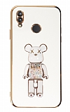 Eiroo Huawei P20 Lite Candy Bear Standl Beyaz Silikon Klf