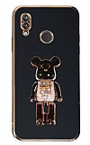 Eiroo Huawei P20 Lite Candy Bear Standl Siyah Silikon Klf