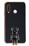Eiroo Huawei P30 Lite Baby Bear Standl Siyah Silikon Klf