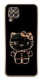 Eiroo Huawei P40 Lite Kitty Standl Siyah Silikon Klf
