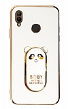 Eiroo Huawei Y6 2019 Baby Panda Standl Beyaz Silikon Klf