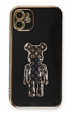 Eiroo iPhone 11 Bearbrick Standl Siyah Silikon Klf