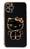 Eiroo iPhone 11 Pro Aynal Kitty Standl Siyah Silikon Klf