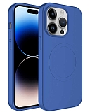 Eiroo iPhone 11 Pro MagSafe zellikli Mavi Silikon Klf