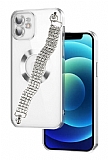 Eiroo iPhone 11 Su Yolu Zincirli Silver Silikon Klf