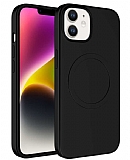 Eiroo iPhone 12 MagSafe zellikli Siyah Silikon Klf
