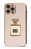 Eiroo iPhone 12 Pro Aynal Parfm Standl Pembe Silikon Klf