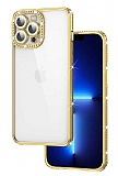 Eiroo iPhone 12 Pro Kamera Korumal Tal Gold Silikon Klf
