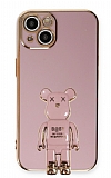 Eiroo iPhone 13 Baby Bear Standl Mor Silikon Klf
