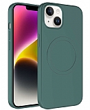 Eiroo iPhone 13 MagSafe zellikli Yeil Silikon Klf