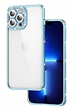 Eiroo iPhone 13 Pro Kamera Korumal Tal Mavi Silikon Klf