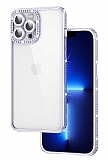 Eiroo iPhone 13 Pro Kamera Korumal Tal Lila Silikon Klf