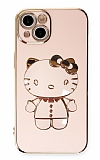 Eiroo iPhone 14 Plus Aynal Kitty Standl Pembe Silikon Klf