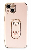 Eiroo iPhone 14 Plus Baby Panda Standl Pembe Silikon Klf