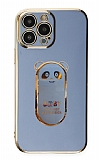 Eiroo iPhone 14 Pro Baby Panda Standl Mavi Silikon Klf