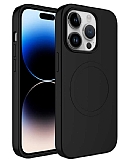 Eiroo iPhone 14 Pro MagSafe zellikli Siyah Silikon Klf