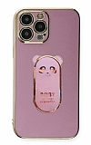 Eiroo iPhone 14 Pro Max Baby Panda Standl Mor Silikon Klf