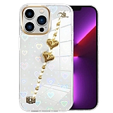 Eiroo iPhone 14 Pro Max Hologram Kalpli Zincirli effaf Rubber Klf