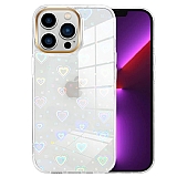 Eiroo iPhone 15 Pro Hologram Kalpli Silikon Kenarl effaf Rubber Klf