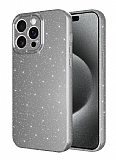 Eiroo iPhone 15 Pro Simli Gri Silikon Klf