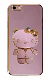 Eiroo iPhone 6 / 6S Aynal Kitty Standl Mor Silikon Klf