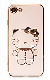 Eiroo iPhone 7 / 8 Aynal Kitty Standl Pembe Silikon Klf
