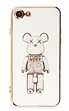 Eiroo iPhone 7 / 8 Candy Bear Standl Beyaz Silikon Klf