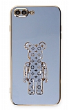 Eiroo iPhone 7 Plus / 8 Plus Bearbrick Standl Mavi Silikon Klf