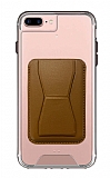 Eiroo iPhone 7 Plus / 8 Plus Kahverengi Kartlkl Standl Ultra Koruma Klf