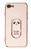 Eiroo iPhone SE 2020 Baby Panda Standl Pembe Silikon Klf