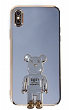 Eiroo iPhone X / XS Baby Bear Standl Mavi Silikon Klf