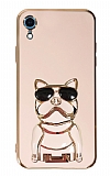 Eiroo iPhone XR Bulldog Standl Pembe Silikon Klf