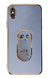 Eiroo iPhone X/XS Baby Panda Standl Mavi Silikon Klf