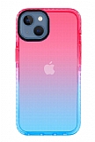 Eiroo Jelly iPhone 13 Mavi-Pembe Silikon Klf