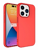 Eiroo Lansman iPhone 15 Pro Max Krmz Silikon Klf