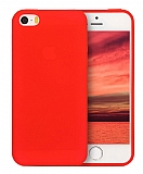 Eiroo Lansman iPhone SE / 5 / 5S Krmz Silikon Klf