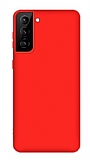 Eiroo Lansman Samsung Galaxy S21 FE Krmz Silikon Klf