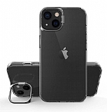 Eiroo Lens Stand iPhone 13 Siyah Kamera effaf Silikon Klf