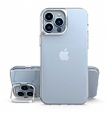 Eiroo Lens Stand iPhone 14 Pro Max Silver Kamera effaf Silikon Klf