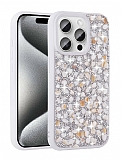 Eiroo Linea iPhone 15 Pro Max Tal Beyaz Silikon Klf