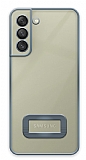 Eiroo Lux Clear Samsung Galaxy S21 FE 5G Kamera Korumal Mavi Silikon Klf