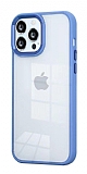 Eiroo Luxe iPhone 12 Pro Max Mavi Silikon Kenarl Rubber Klf