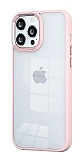 Eiroo Luxe iPhone 12 Pro Pembe Silikon Kenarl Rubber Klf